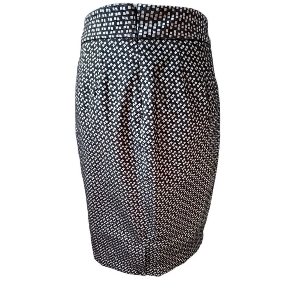 Coldwater Creek Skirt Dressy Black White Geometric A Line SZ 10 NWT
